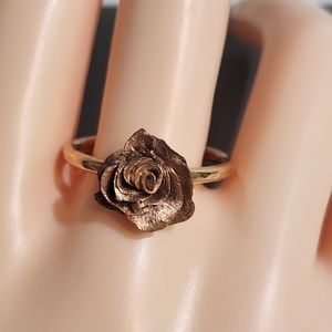 Handcrafted "999" Solid Copper Metal Clay "Rose" Ring (Size 10+)